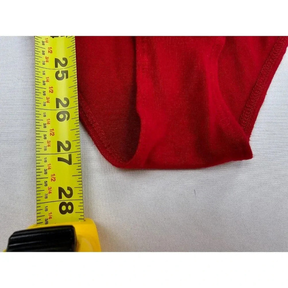 Topshop Sz 8-10 Womens Red Long Sleeve Chest Slit Snap Bodysuit Viscose Elastane - Picture 8 of 10